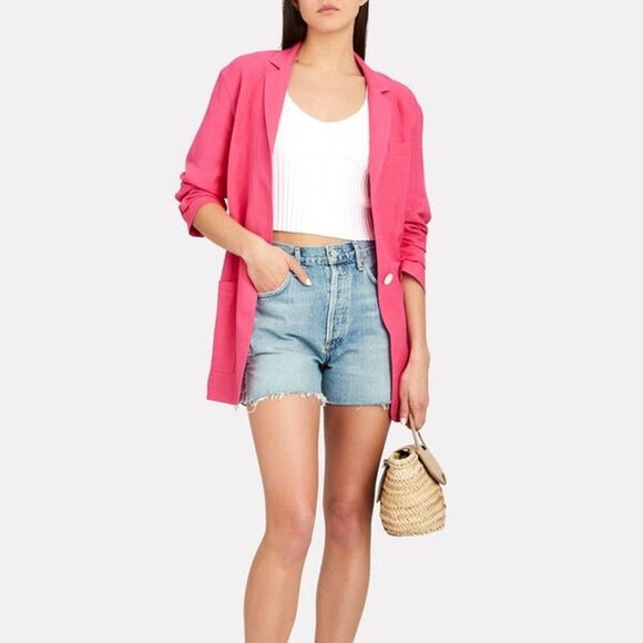 Agolde Dee Distressed Denim Fray Hem Jean Shorts Chimes Light Blue Wash Size 32 - Picture 9 of 9